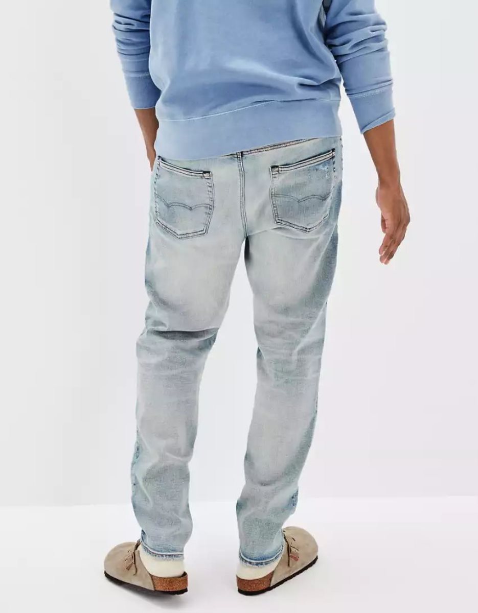 Jean American Eagle AE AirFlexPatched Baggy Indigo Homme | ICU-29570089